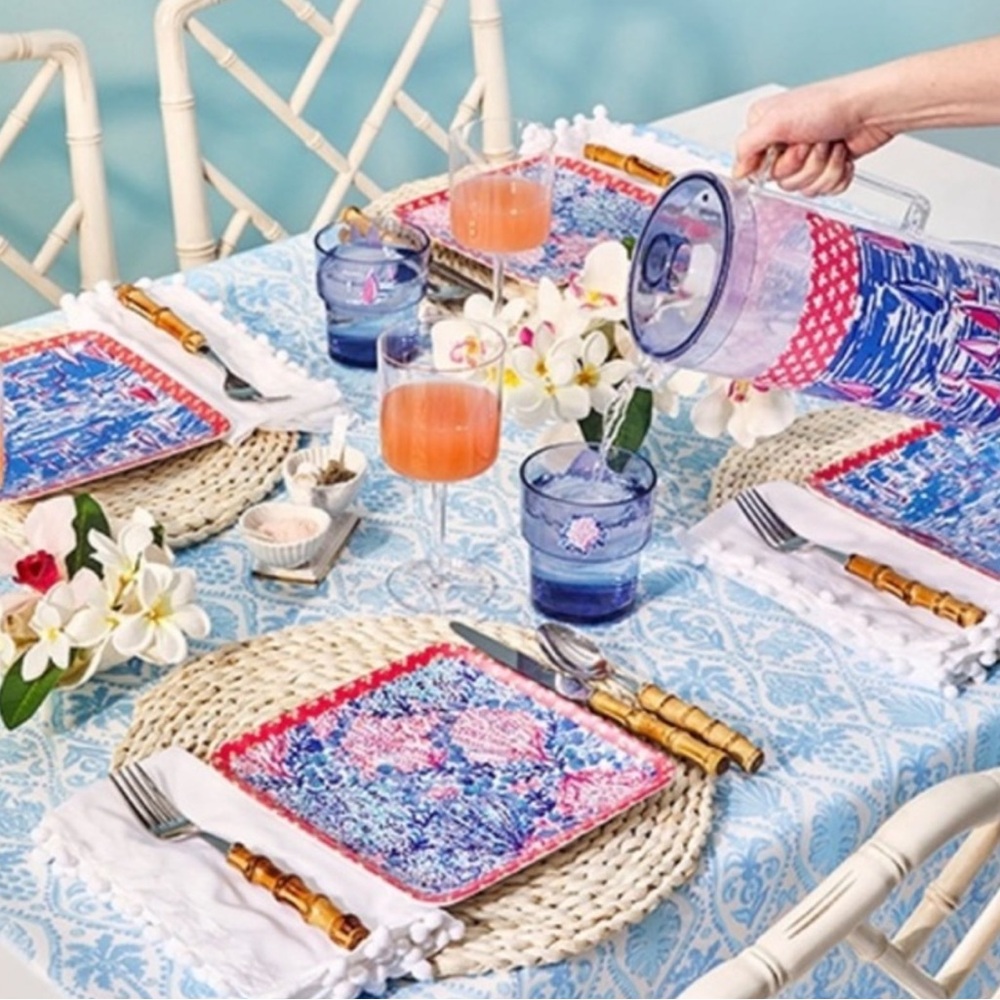 NIB Lilly Pulitzer Melamine Plates Set of 4 Resort White Sway With Me